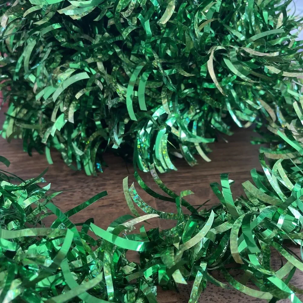 270” Green 2 Tone Wired Christmas Tinsel Garland